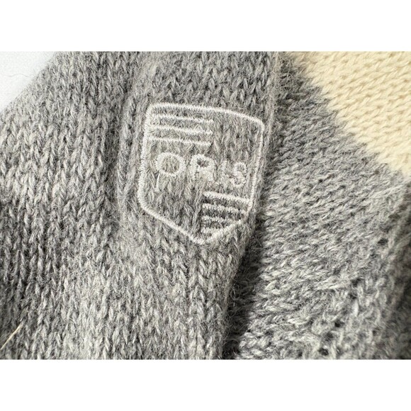 Alps & Meters Wool Cashmere Gray Ski Race Knit Olympic Stripe Sweater  L STAINS - Picture 10 of 12
